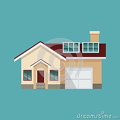 Modern house garage solar panel eco Vector Illustration