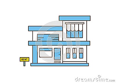 Modern house outline flat vector illustration. Real estate and house for rent and sale. Stylish residential building Vector Illustration