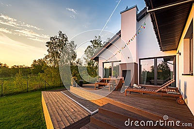 Modern house with patio Stock Photo