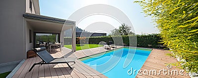 Modern house with pool Stock Photo