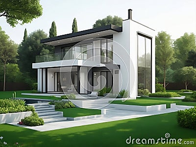 Modern House , Property , Two Story House for sale , House Image for flyer , Luxury House Stock Photo