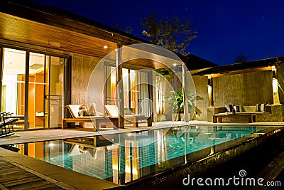 Modern house with swimming pool Stock Photo