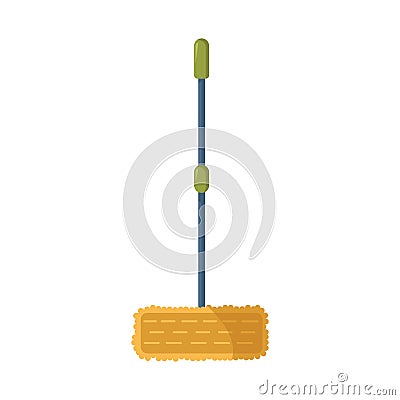 Modern household mop with a flat rectangular nozzle Vector Illustration