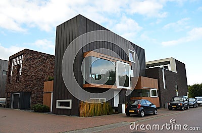 Modern houses in Groningen, Holland Editorial Stock Photo