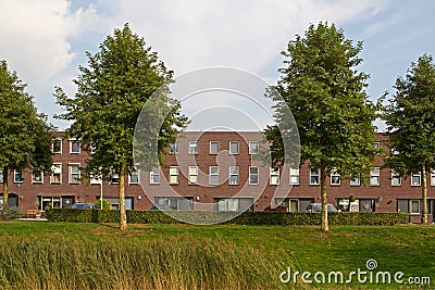 Modern housing estate in Hoogeveen in evening light Editorial Stock Photo