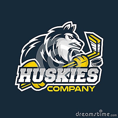 Modern Husky mascot logo hockey team. Vector illustration Vector Illustration