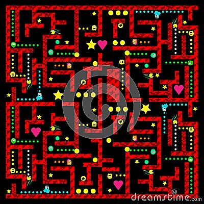 Modern Hydro Monster Labyrinth Video Game User Interface Cartoon Illustration