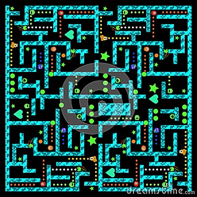 Modern Hydro Monster Labyrinth Video Game User Interface Cartoon Illustration