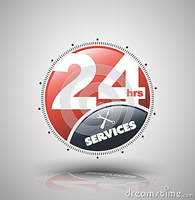 Modern icon 24 hours services. Vector illustration for nonstop service Vector Illustration