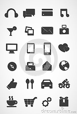 Modern icon set, black and white icon set Vector Illustration