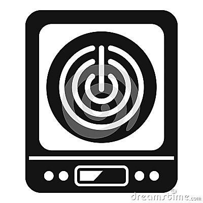 Modern induction cooker with digital control panel displaying power button Vector Illustration