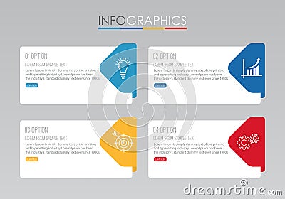 Modern Info-graphic Template for Business with four steps multi-Color design, labels design, Vector info-graphic element, Flat sty Vector Illustration