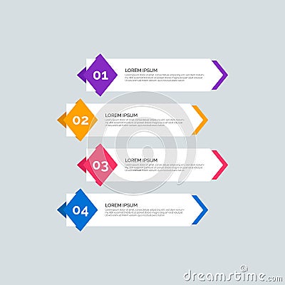 Modern Info-graphic Template for Business with four steps multi-Color design. Set of 4 simple elements for info graphics, flow Vector Illustration