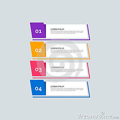 Modern Info-graphic Template for Business with four steps multi-Color design. Set of 4 simple elements for info graphics, flow Vector Illustration