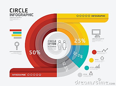 Modern infographic banner circle geometric with line icons. Vector Illustration