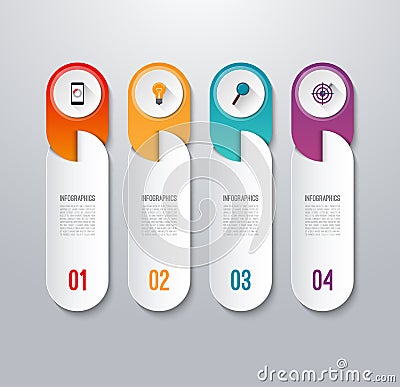 Modern infographic banner with 4 options. Vector Illustration