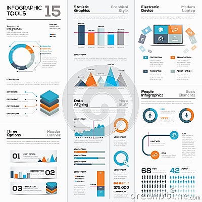 Modern infographic business elements and vector tools Vector Illustration