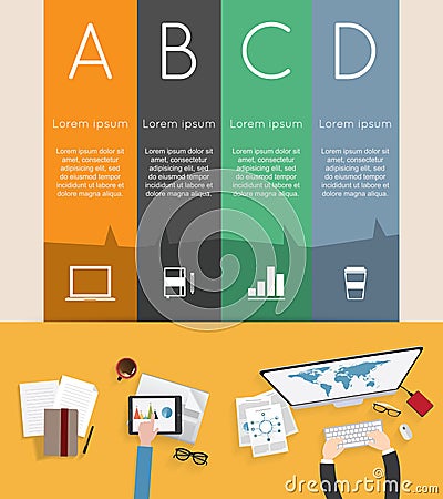 Modern infographic with business meeting Vector Illustration