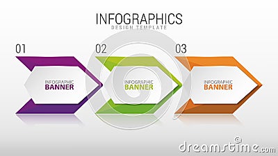 Modern infographic design template. Three steps. Vector Vector Illustration