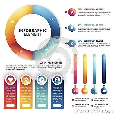 Creative steps collection colorful business infographic template, can be used for presentation, web or workflow diagram layout Vector Illustration