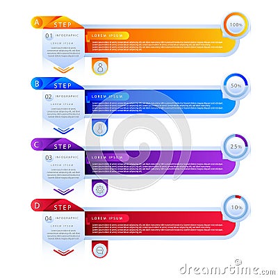 Creative steps collection colorful business infographic template, can be used for presentation, web or workflow diagram layout Vector Illustration