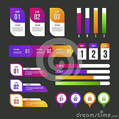 Creative steps collection colorful business infographic template, can be used for presentation, web or workflow diagram layout Vector Illustration