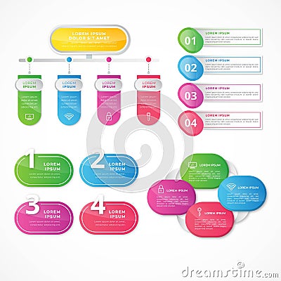 Creative steps collection colorful business infographic template, can be used for presentation, web or workflow diagram layout Vector Illustration