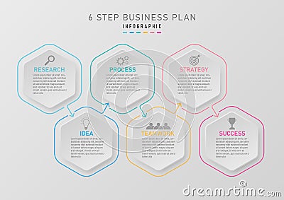 modern infographic timeline business plan success clean hexagonal shape gray gradient background Vector Illustration