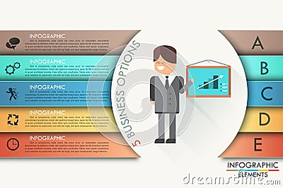 Modern infographics options banner with realistic arrow. Vector. Can be used for web design and workflow layout Vector Illustration