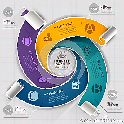 Modern infographics template torn paper style. Vector Illustration