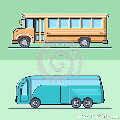 Modern intercity school bus retro vintage schoolbu Vector Illustration
