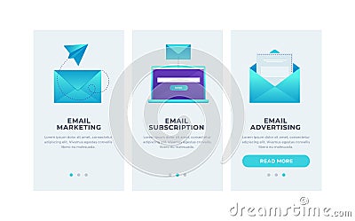 Modern interface for e-mailing. Template for smartphone or Mobile Apps. Vector Illustration