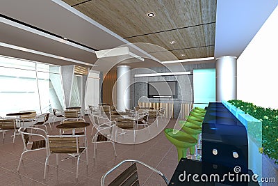Modern Interior with 3D Counter bar Stock Photo