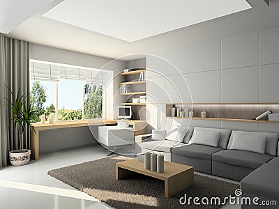 Modern interior. 3D render Stock Photo