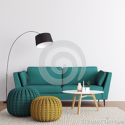 Modern Interior Background, Wall Mockup - 3d Render Stock Photo