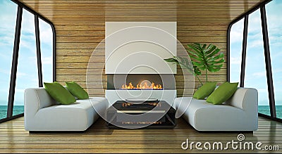 Modern interior of the beach house Stock Photo