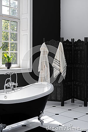 Modern interior design in contemporary bright bathroom Stock Photo