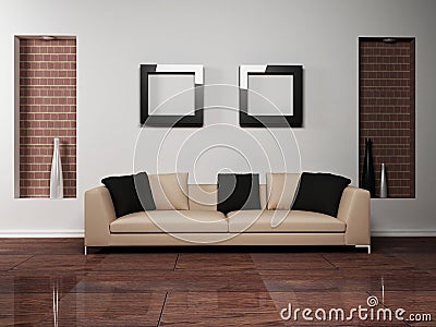 Modern interior design of living-room with Stock Photo