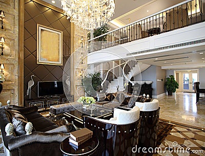 Modern interior design - Living room Stock Photo