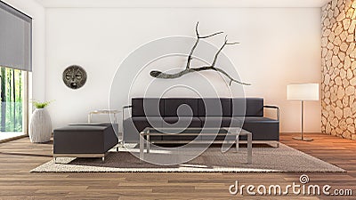 Modern interior design of living room Stock Photo