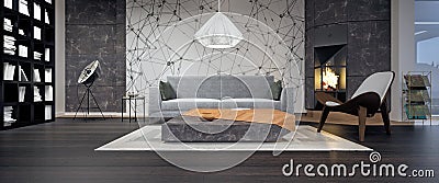 Modern interior design of living room Stock Photo