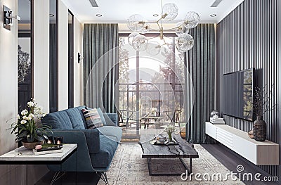 Modern interior design, Living room Stock Photo