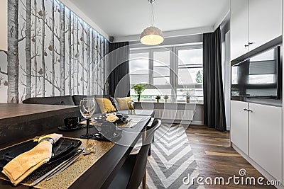 Modern interior design small living room Stock Photo