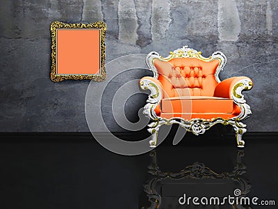 Modern interior with a grey classic armchair Stock Photo