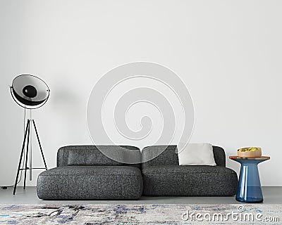 Interior Living Room Wall Mock Up Background Stock Photo