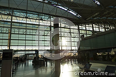 Interior of San Francisco Airport departure terminal, California Editorial Stock Photo