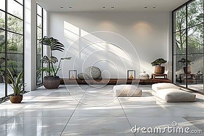 Modern interior with white walls can be sleek, stylish, and versatile AI Generated Stock Photo