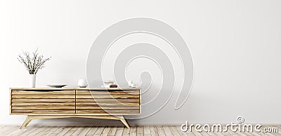 Modern interior with wooden dresser 3d rendering Stock Photo