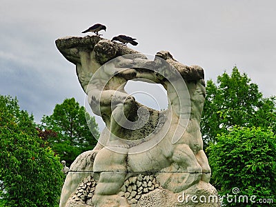 Mythological Themed Man Minotaur Sculpture, Bucharest, Romania Editorial Stock Photo