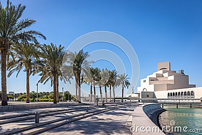 The modern Islamic Museum of Doha MIA during the nice winter weather in Doha with a blue sky day Editorial Stock Photo